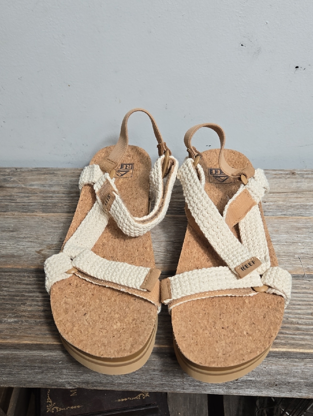 REEF Natural Woven Platform Sandal - Cream/Tan - Picture 4 of 8